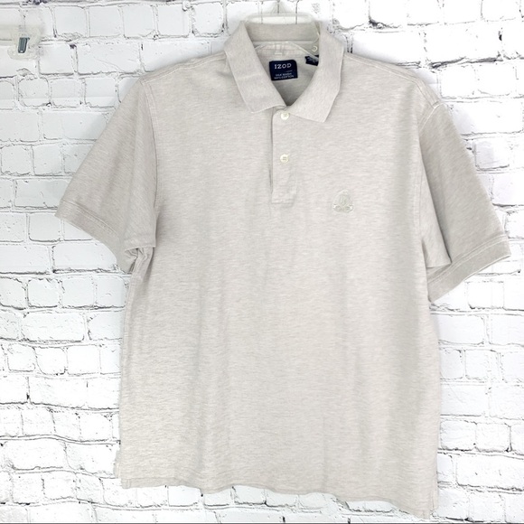 Euc-izod Silk Wash, Cotton, Short Sleeve, Collar, WaffleKnit Beige Polo Shirt MD - Picture 1 of 10